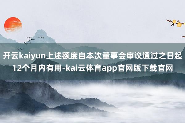 开云kaiyun上述额度自本次董事会审议通过之日起12个月内有用-kai云体育app官网版下载官网
